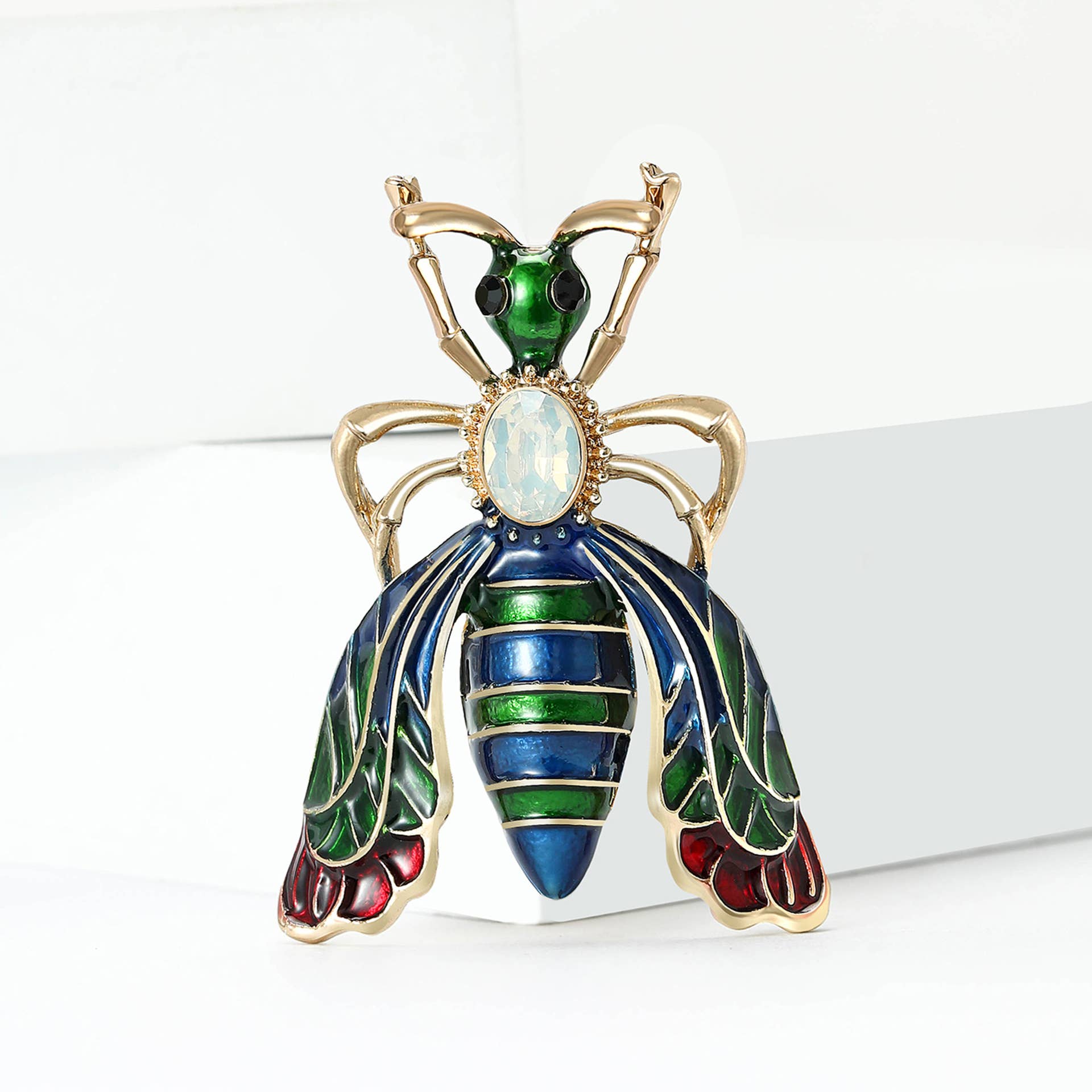 Vibrant Enamel Bee Brooch - Spiral Circle