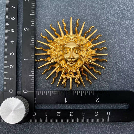 Vintage 18K Gold Plated Sun God Brooch - Spiral Circle