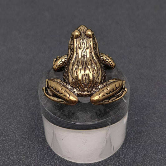 Vintage Brass Frog Desktop Ornaments Decorations - Spiral Circle