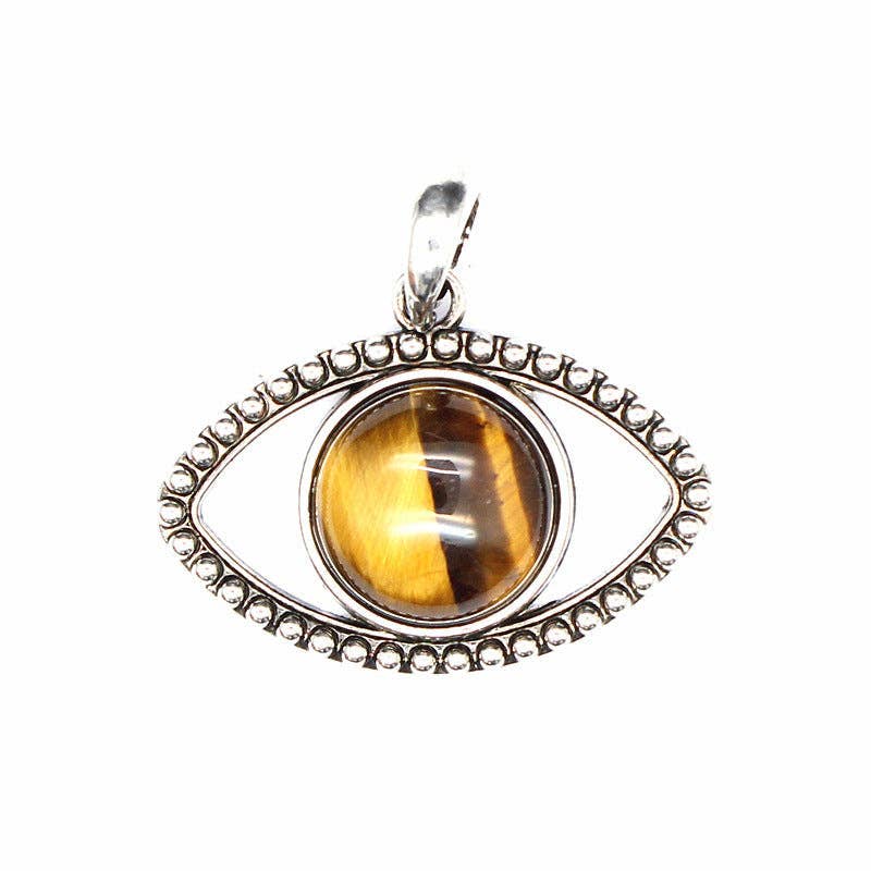 Vintage Natural Stone Evil Eye Charms (Single Pendant) - CS - Spiral Circle