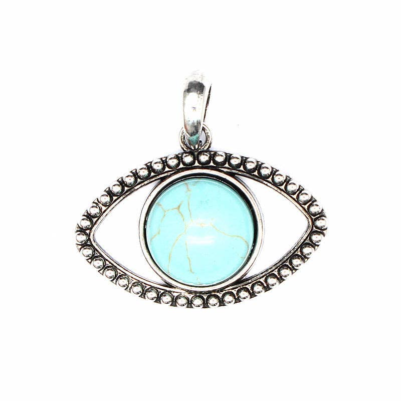 Vintage Natural Stone Evil Eye Charms (Single Pendant) - CS - Spiral Circle