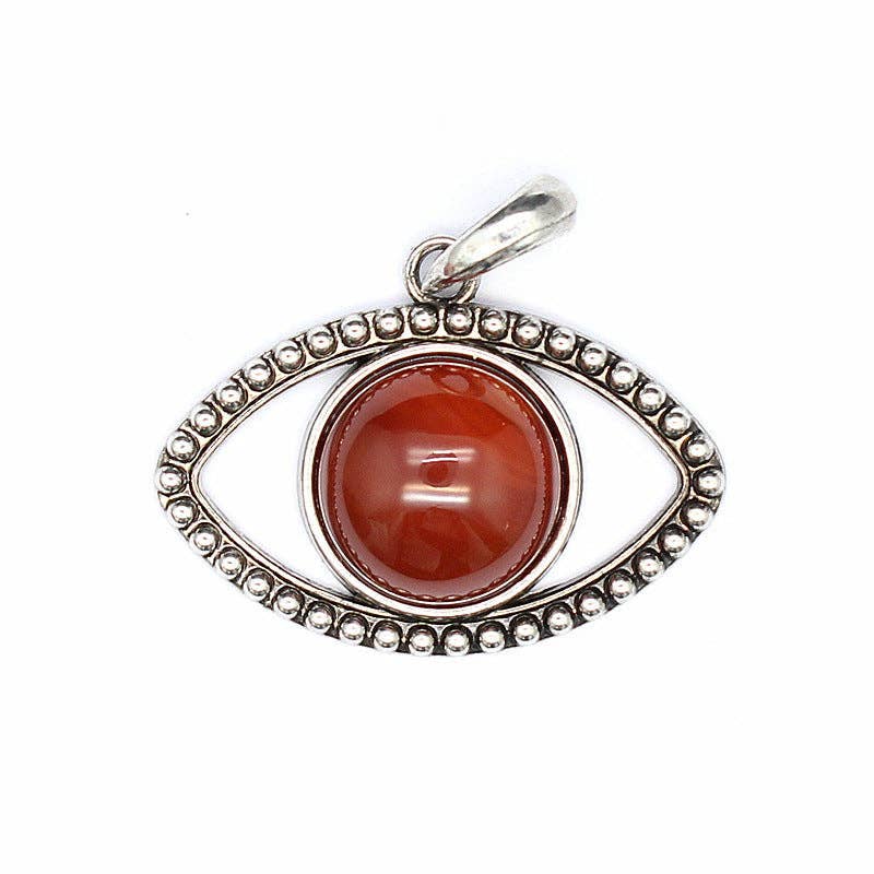 Vintage Natural Stone Evil Eye Charms (Single Pendant) - CS - Spiral Circle