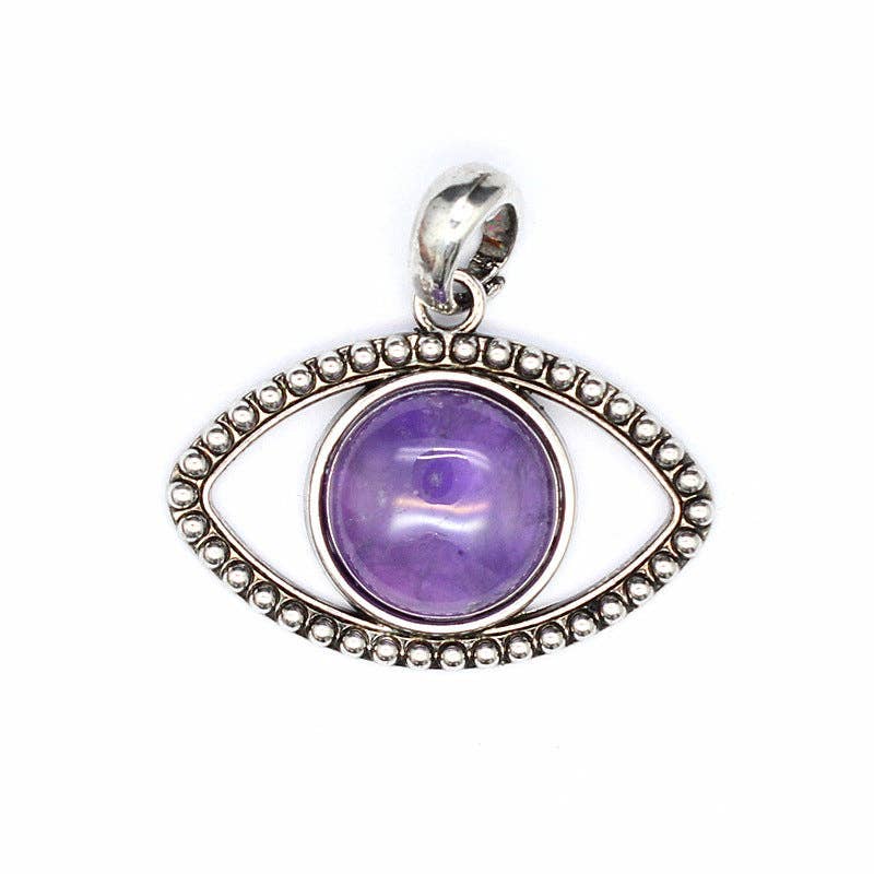 Vintage Natural Stone Evil Eye Charms (Single Pendant) - CS - Spiral Circle