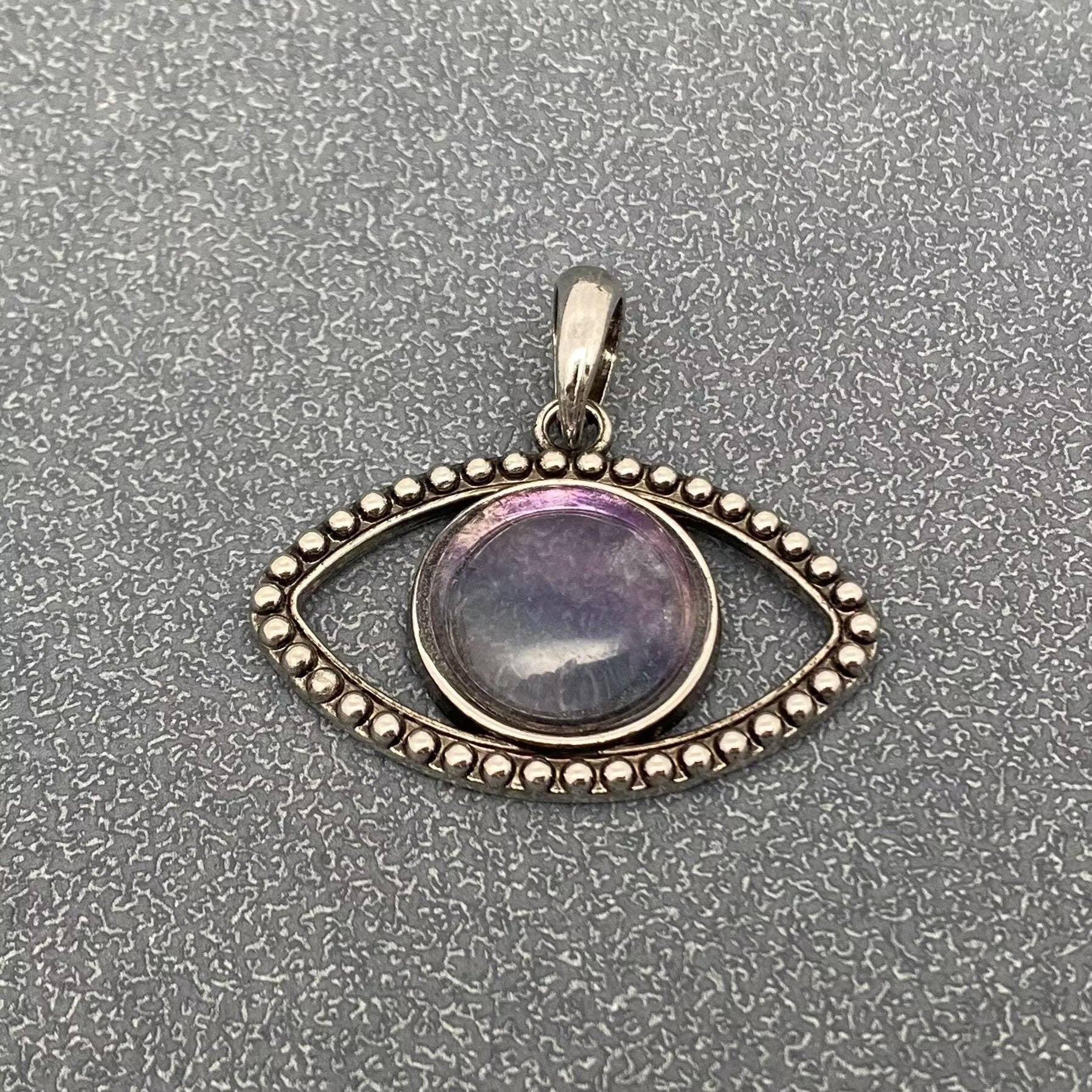 Vintage Natural Stone Evil Eye Charms (Single Pendant) - CS - Spiral Circle