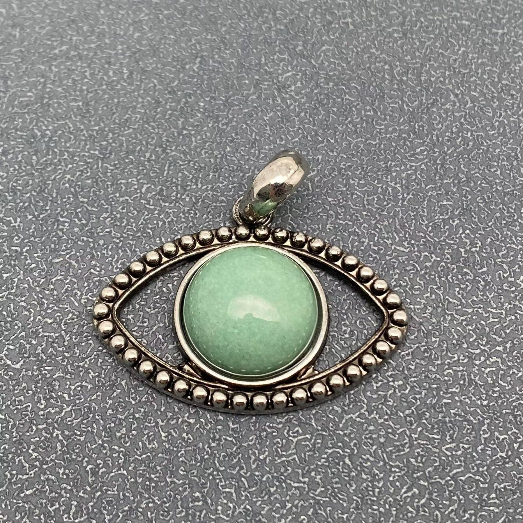 Vintage Natural Stone Evil Eye Charms (Single Pendant) - CS - Spiral Circle