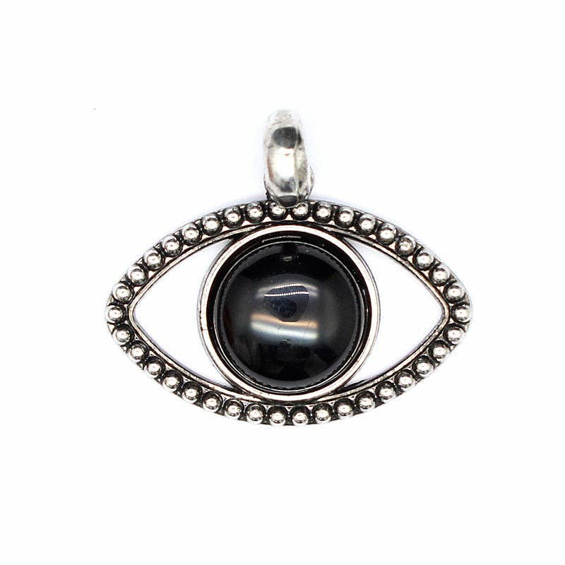 Vintage Natural Stone Evil Eye Charms (Single Pendant) - CS - Spiral Circle