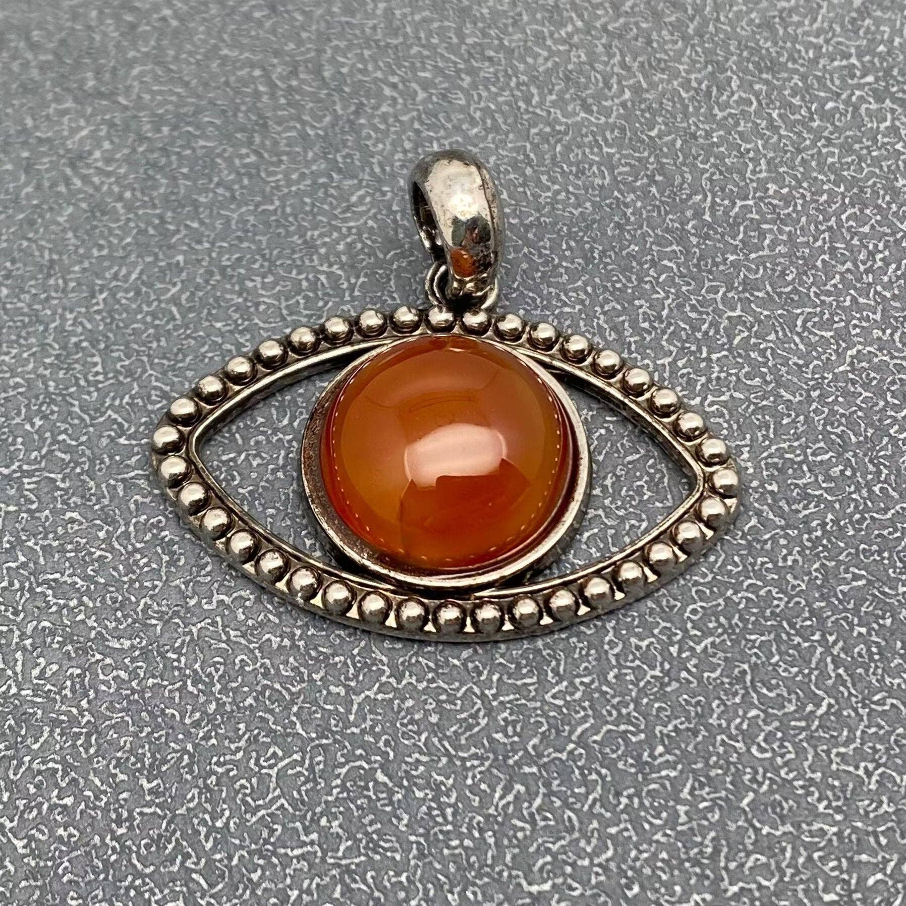 Vintage Natural Stone Evil Eye Charms (Single Pendant) - CS - Spiral Circle