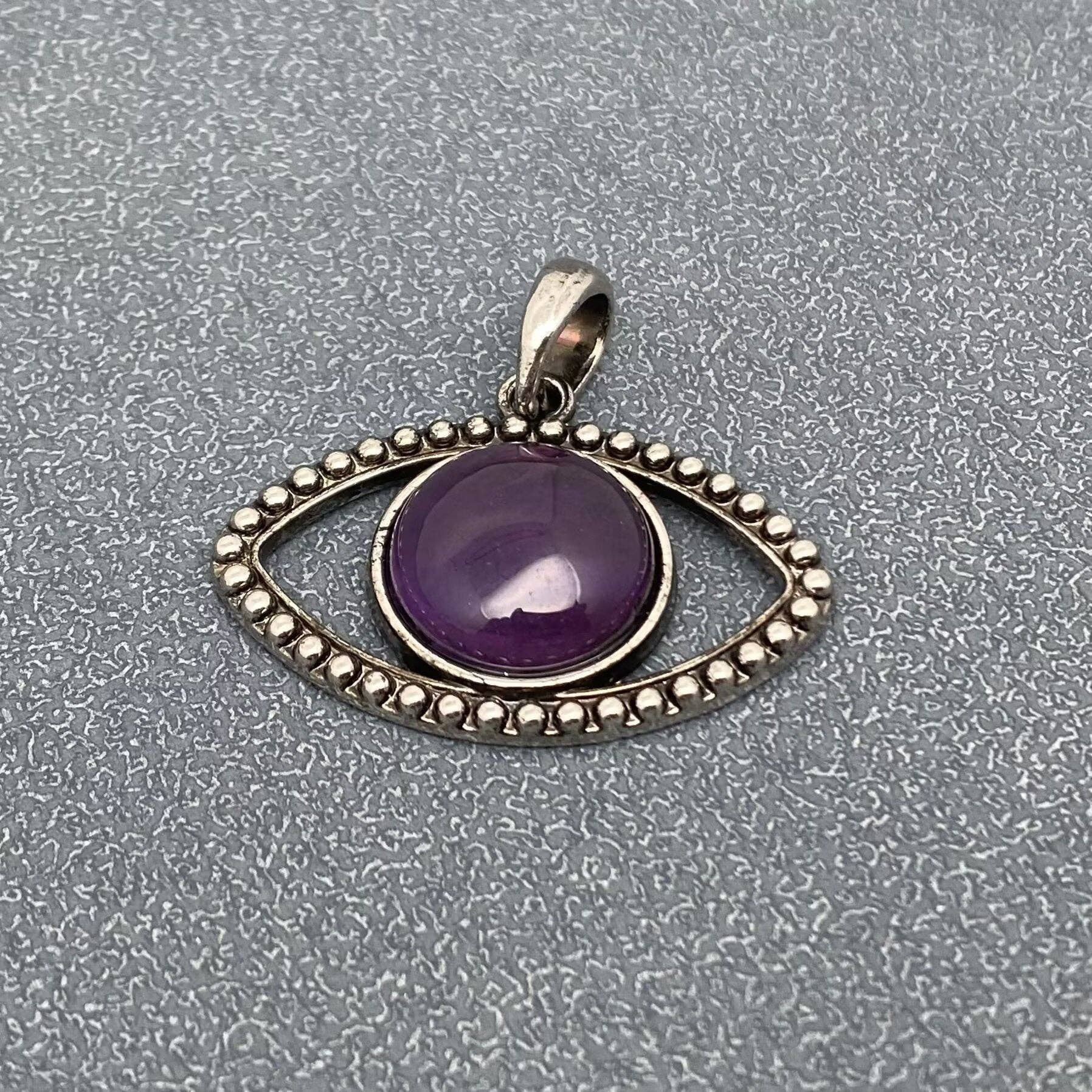 Vintage Natural Stone Evil Eye Charms (Single Pendant) - CS - Spiral Circle