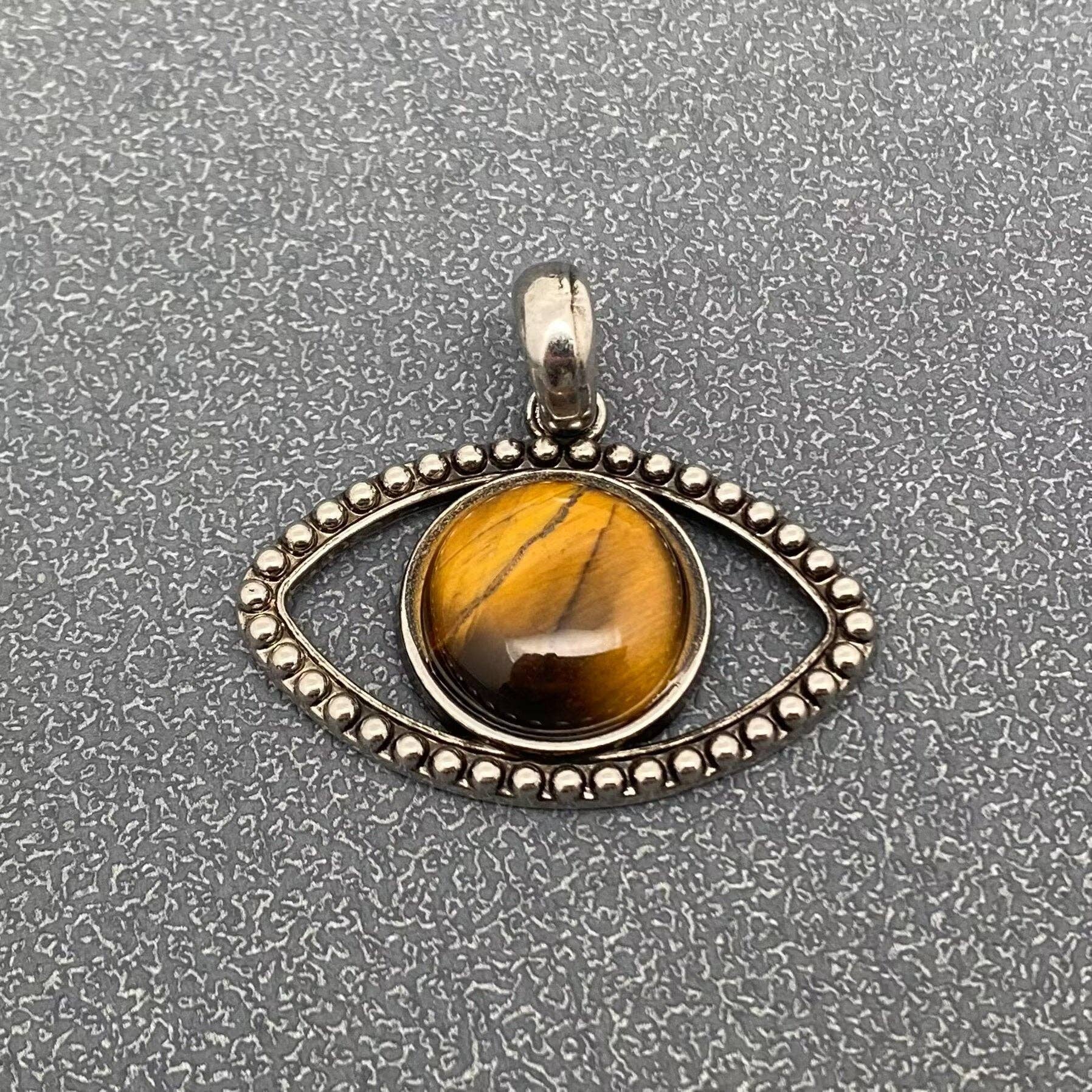 Vintage Natural Stone Evil Eye Charms (Single Pendant) - CS - Spiral Circle