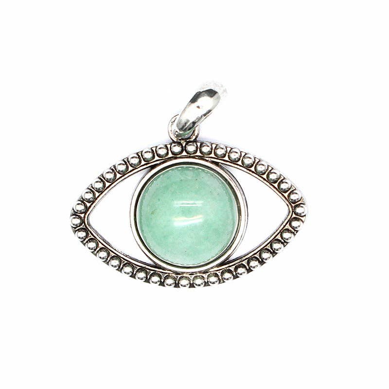 Vintage Natural Stone Evil Eye Charms (Single Pendant) - CS - Spiral Circle