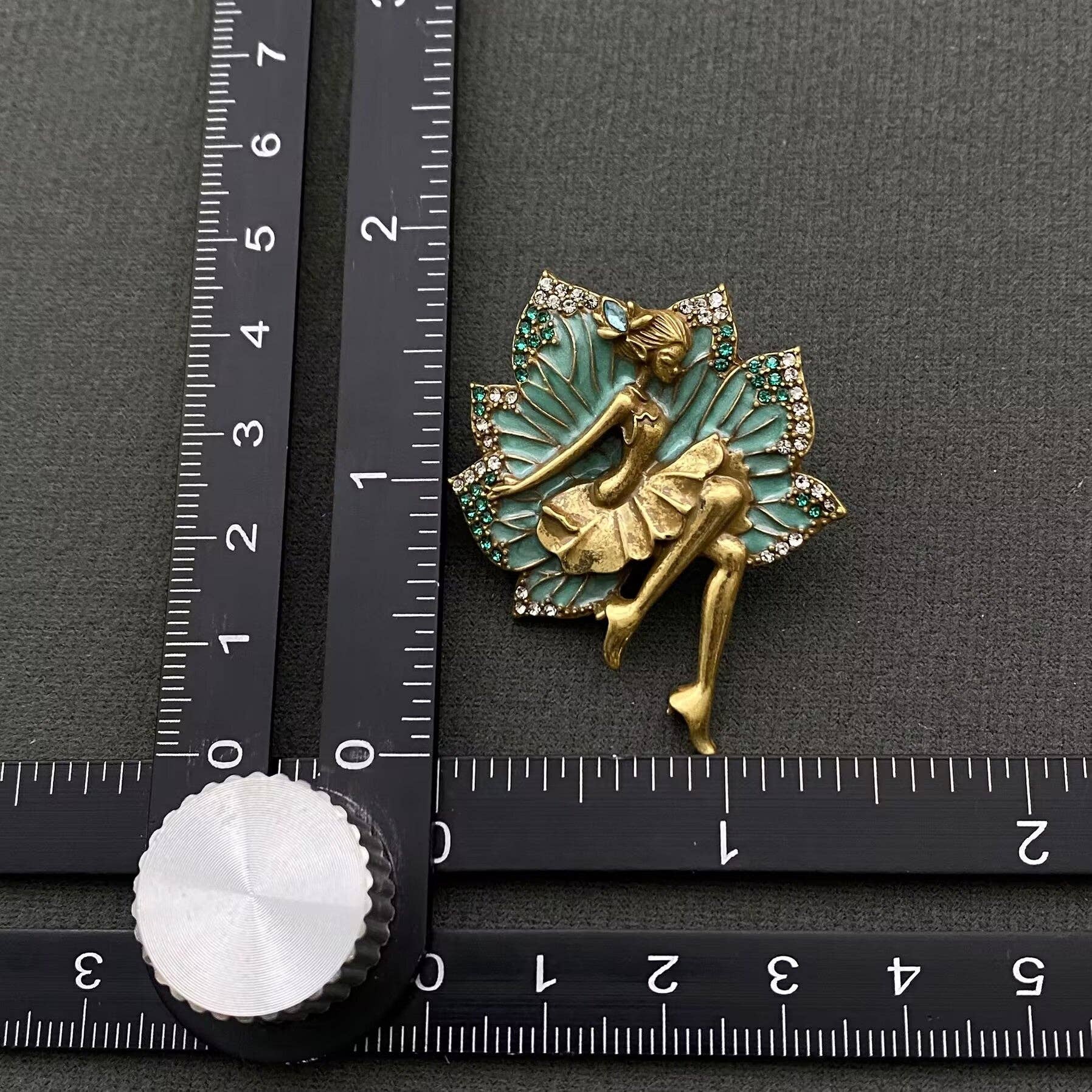 Vintage Rhinestone Enamel Ballet Girl Stud Earrings - Spiral Circle