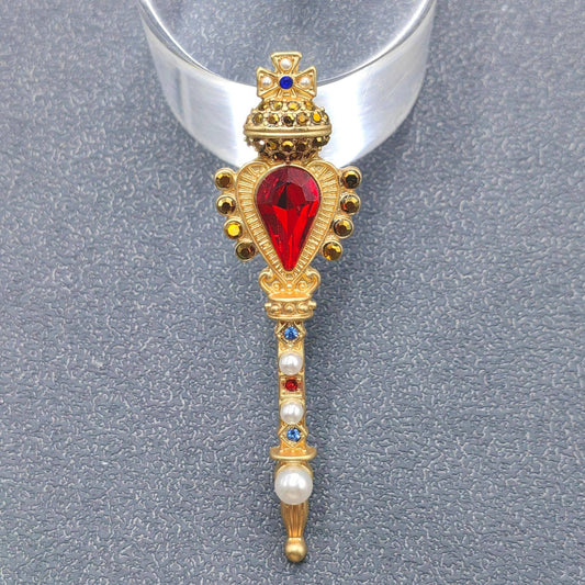 Vintage Rhinestone Magic Wand Brooch - Spiral Circle