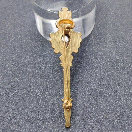 Vintage Rhinestone Magic Wand Brooch - Spiral Circle