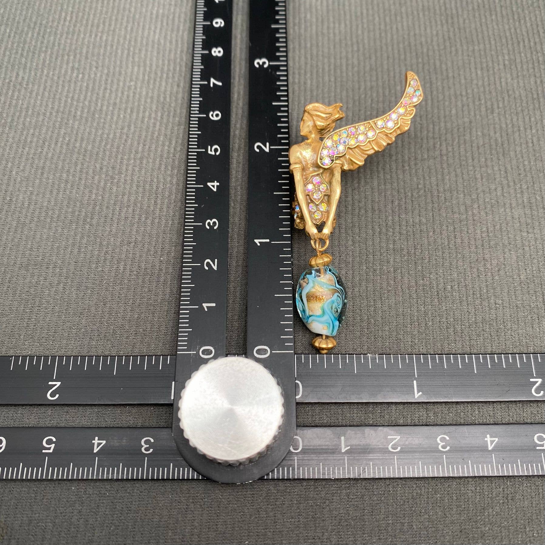 Vintage Wing Angel Post Earrings - Spiral Circle