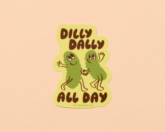 Vinyl Sticker—Dilly Dally (Pickle, Pickles, Fun, Cute) - Spiral Circle