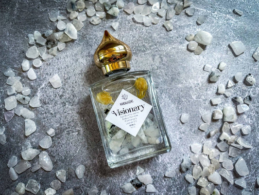 VISIONARY JASMINE Perfume Oil with Rainbow MOONSTONE crystals - Spiral Circle