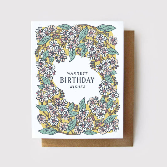 Warmest Birthday Wishes - Peach Blossoms Card - Spiral Circle