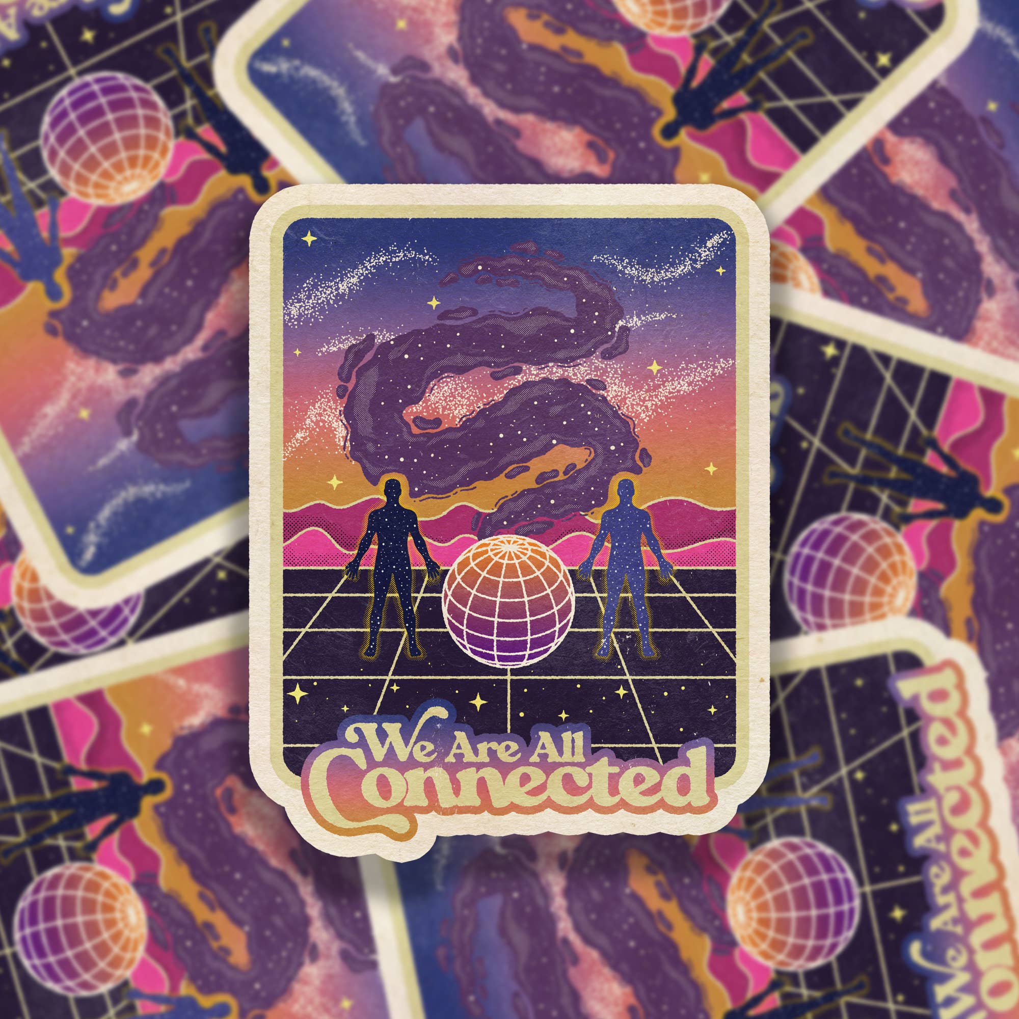 We Are All Connected Vinyl Sticker - Spiral Circle