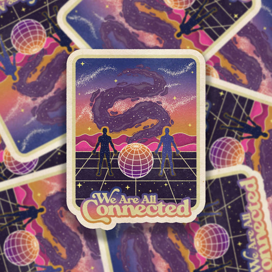 We Are All Connected Vinyl Sticker - Spiral Circle