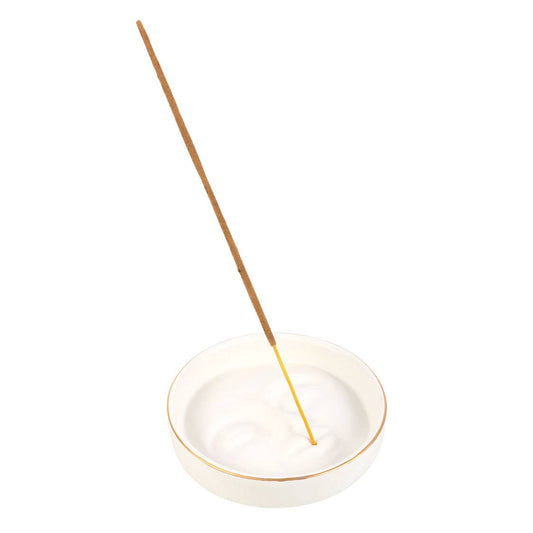 White Moon Face Incense Stick Holder - Spiral Circle