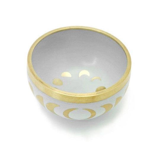 White Moon Phase Brass Singing Bowl Set - Spiral Circle