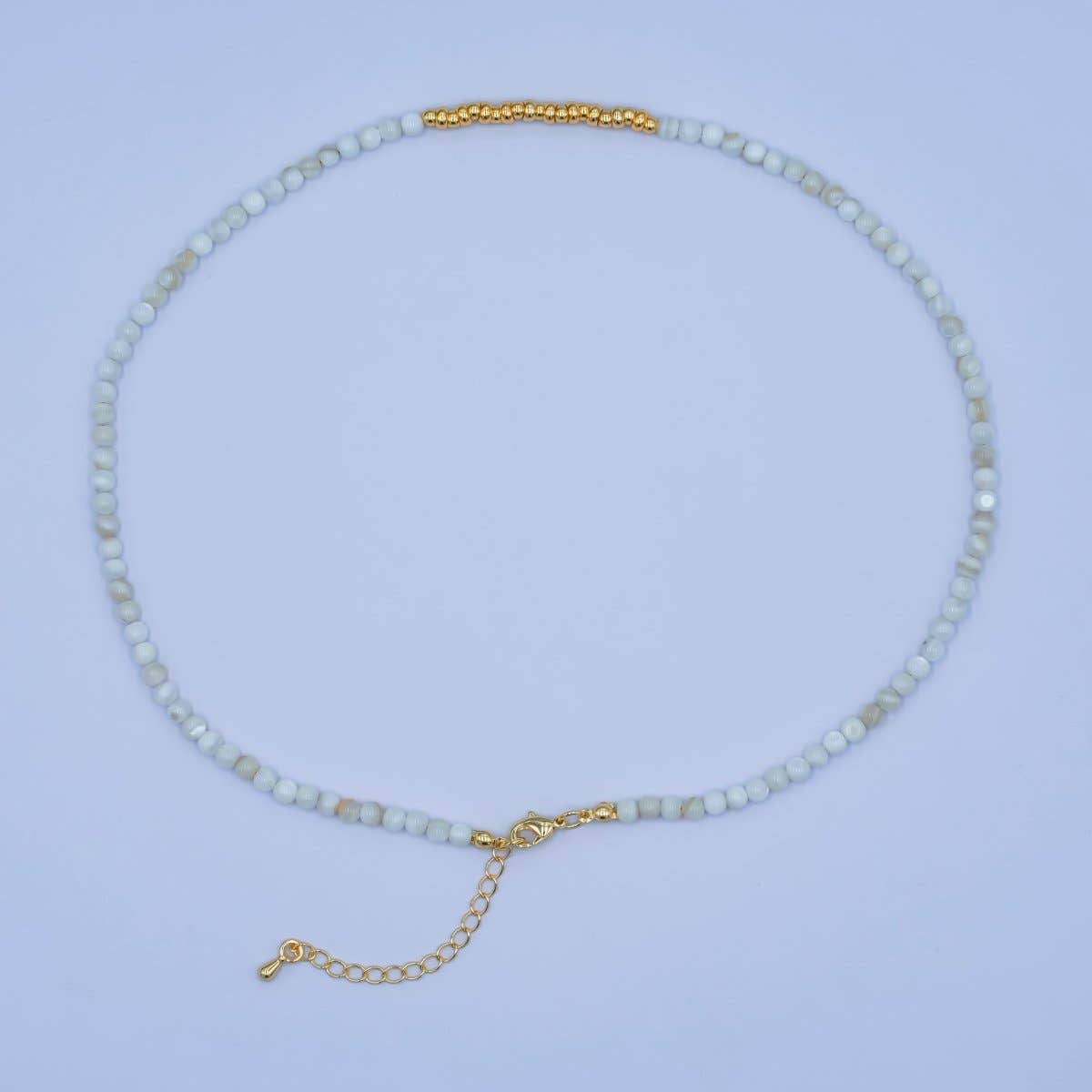White Quartz Bead Necklace | 24K Gold Plated - Spiral Circle
