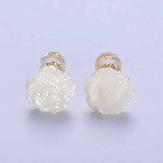 White Rose Earrings - Spiral Circle