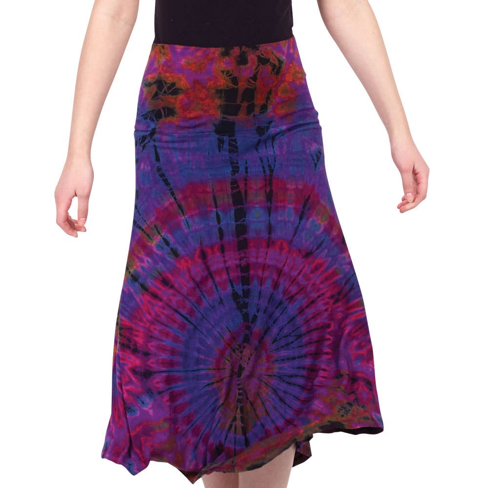 Wide Band A Line Skirt - Spiral Circle