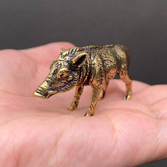 Wild Boar | Brass Figurine - Spiral Circle