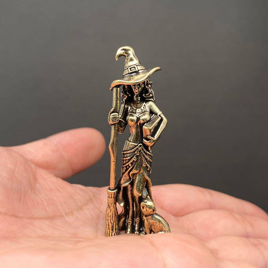 Witch at the Ready | Brass Figurine - Spiral Circle