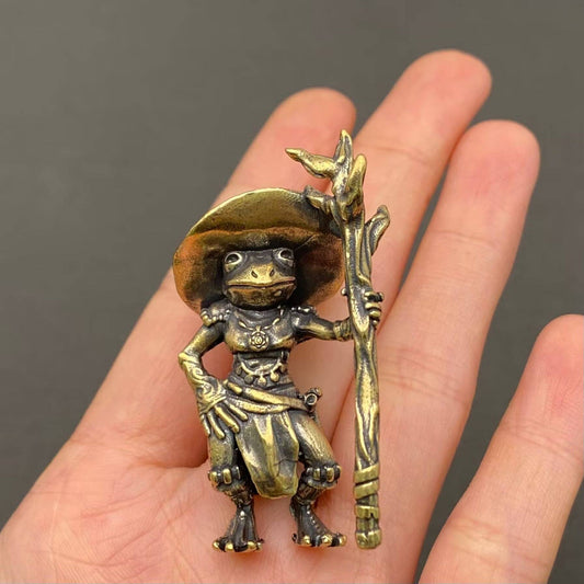 Wizard Frog | Brass Figurine - Spiral Circle