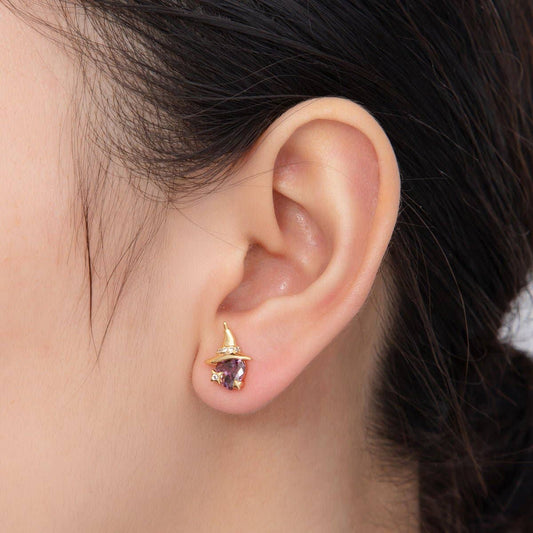 Wizard Hat Earrings - Spiral Circle