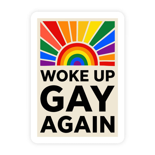 Woke Up Gay Again Funny Cute Classic Sticker - Spiral Circle