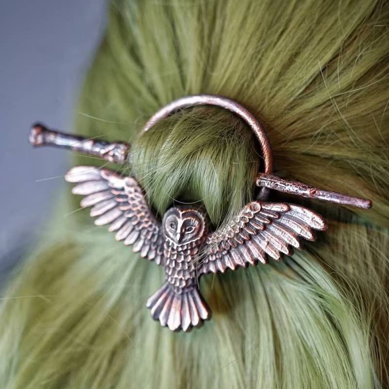 Women's Gothic Vintage Owl Hairpin - Spiral Circle