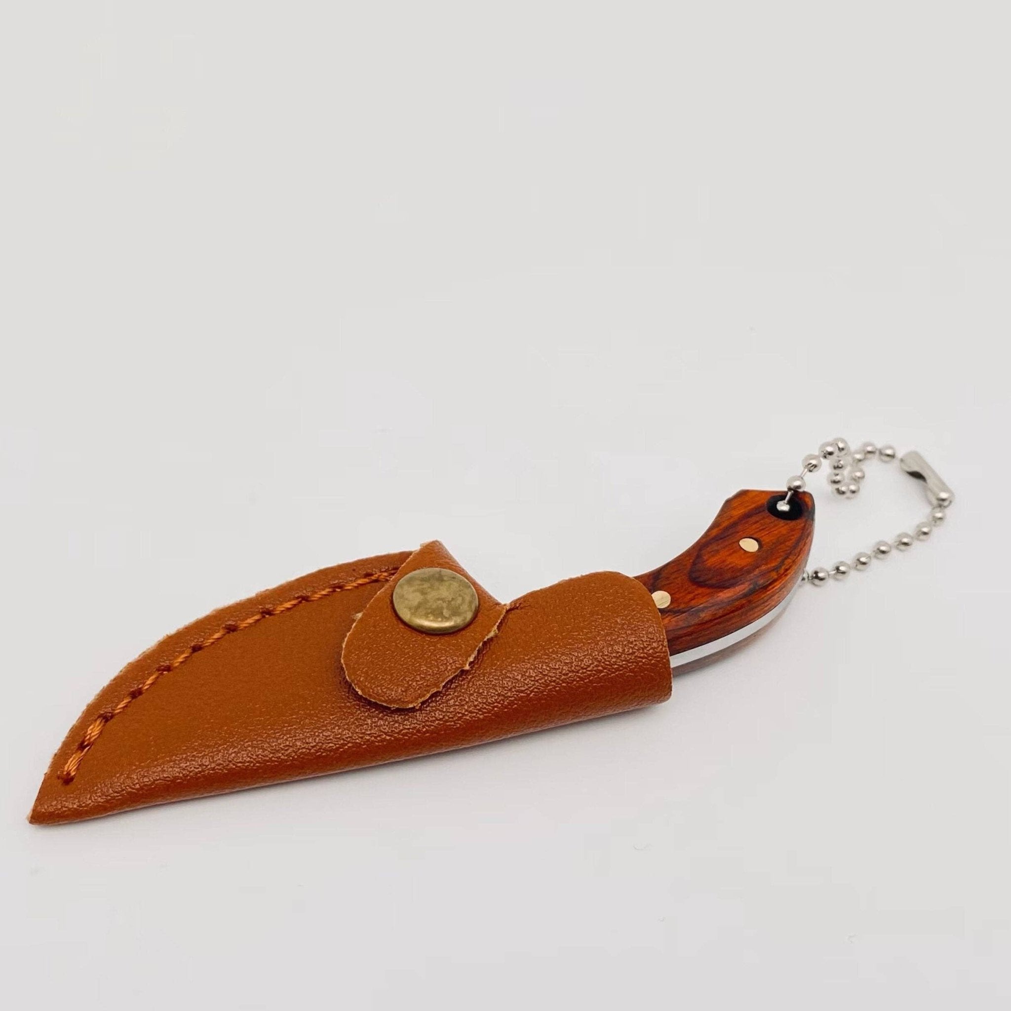 Wooden Handle Mini Stainless Steel Embossed Knife - Spiral Circle