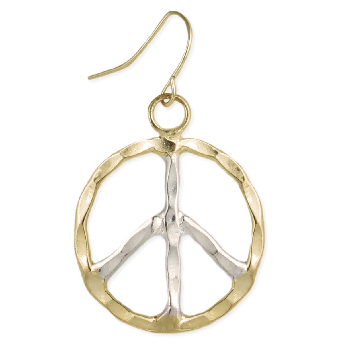Woodstock Vibes Silver Gold Peace Sign Earring - Spiral Circle