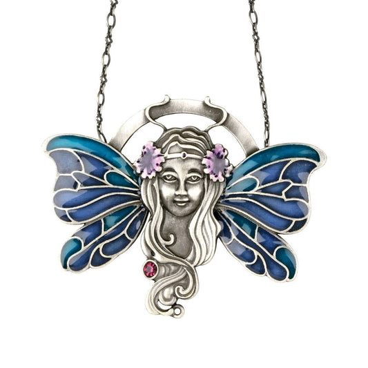 Y2416 Art Nouveau Fairy Pendant - Spiral Circle
