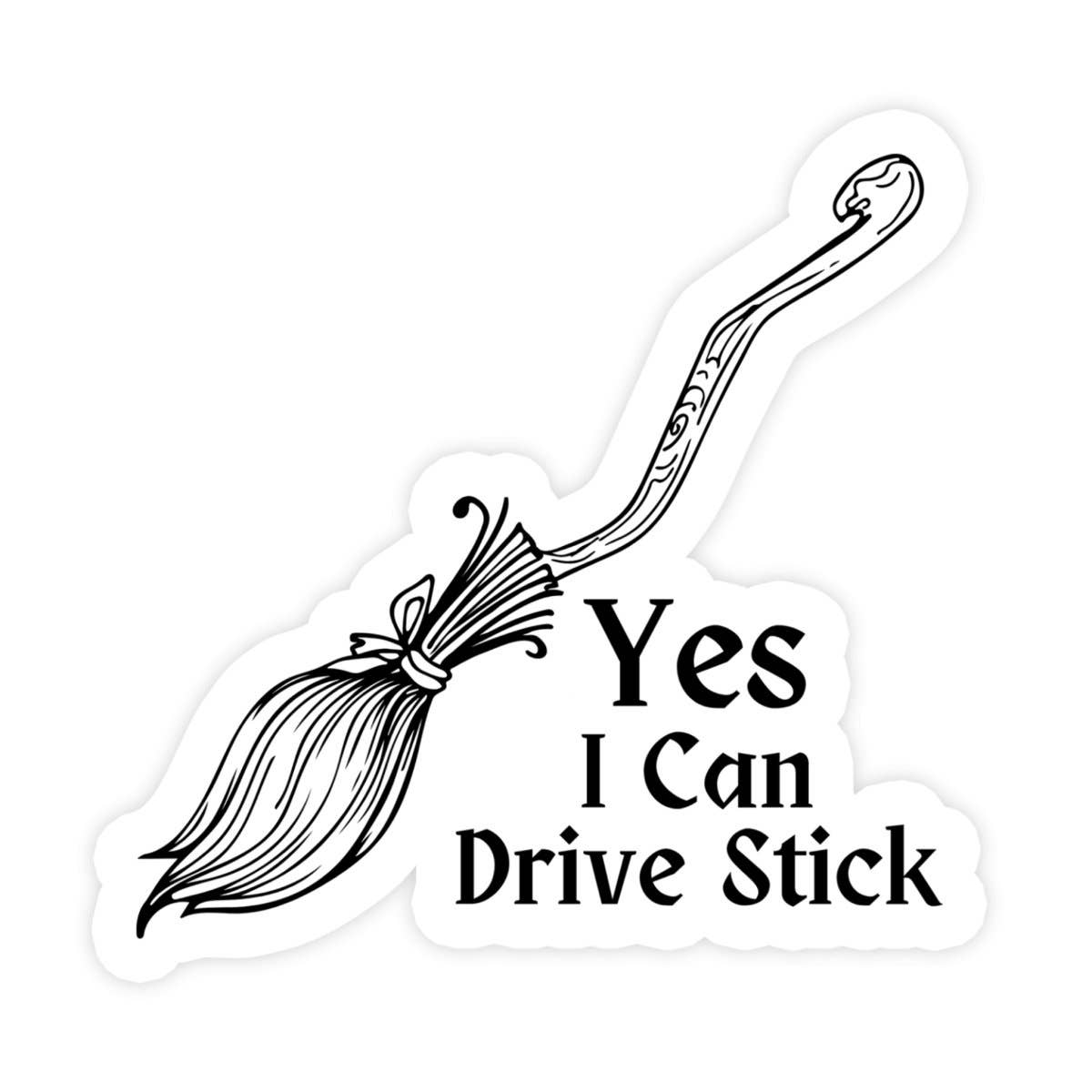 Yes I Drive Stick Sticker, Witch Sticker, Stick Manual Car Sticker, Meme Sticker Waterproof Vinyl Sticker Caution Sign for Car, Laptop - Spiral Circle