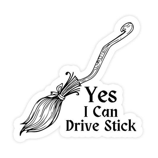 Yes I Drive Stick Sticker, Witch Sticker, Stick Manual Car Sticker, Meme Sticker Waterproof Vinyl Sticker Caution Sign for Car, Laptop - Spiral Circle