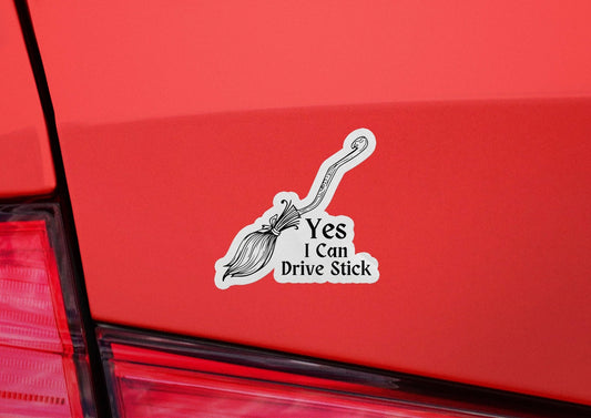 Yes I Drive Stick Sticker, Witch Sticker, Stick Manual Car Sticker, Meme Sticker Waterproof Vinyl Sticker Caution Sign for Car, Laptop - Spiral Circle