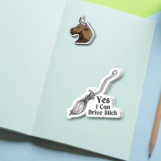 Yes I Drive Stick Sticker, Witch Sticker, Stick Manual Car Sticker, Meme Sticker Waterproof Vinyl Sticker Caution Sign for Car, Laptop - Spiral Circle