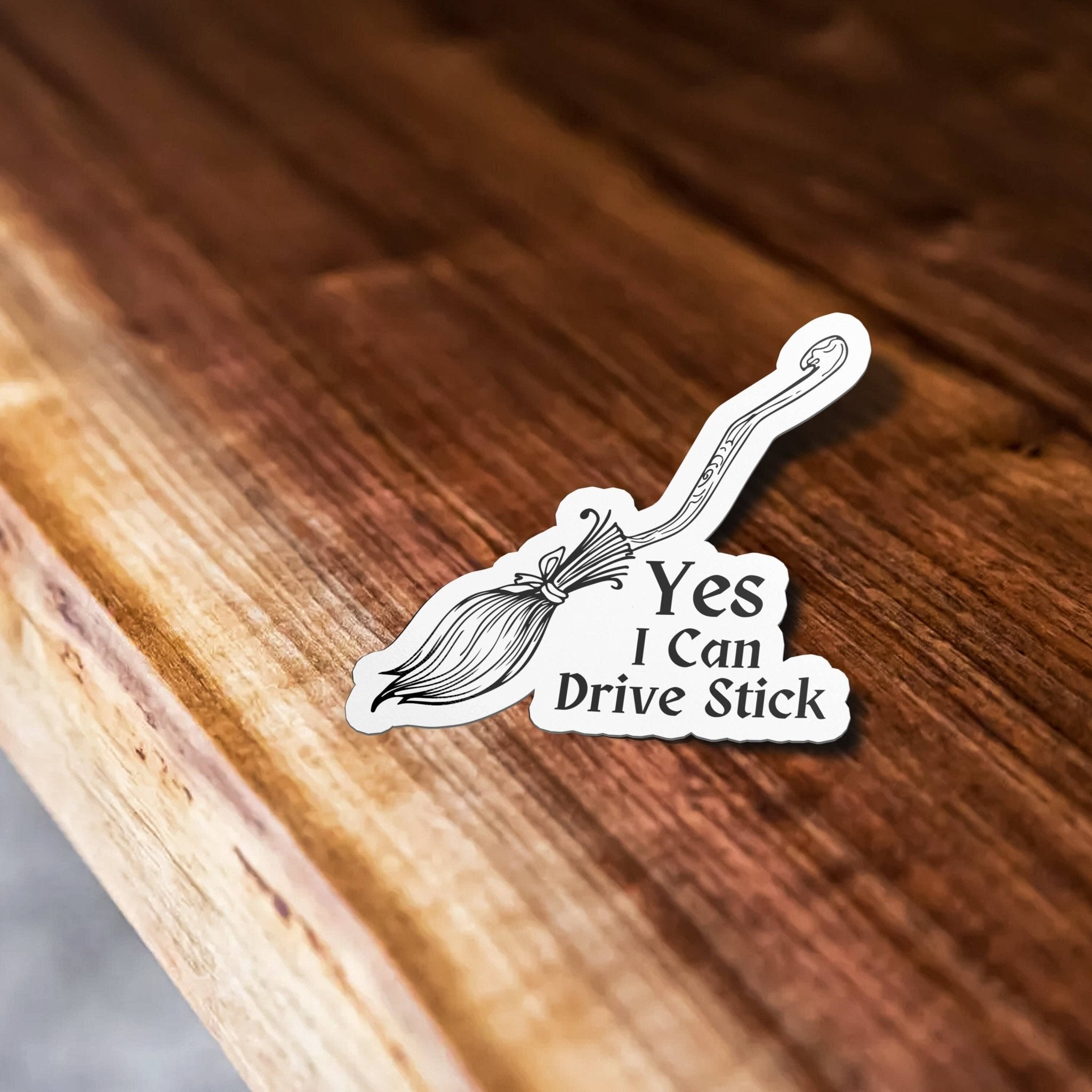 Yes I Drive Stick Sticker, Witch Sticker, Stick Manual Car Sticker, Meme Sticker Waterproof Vinyl Sticker Caution Sign for Car, Laptop - Spiral Circle