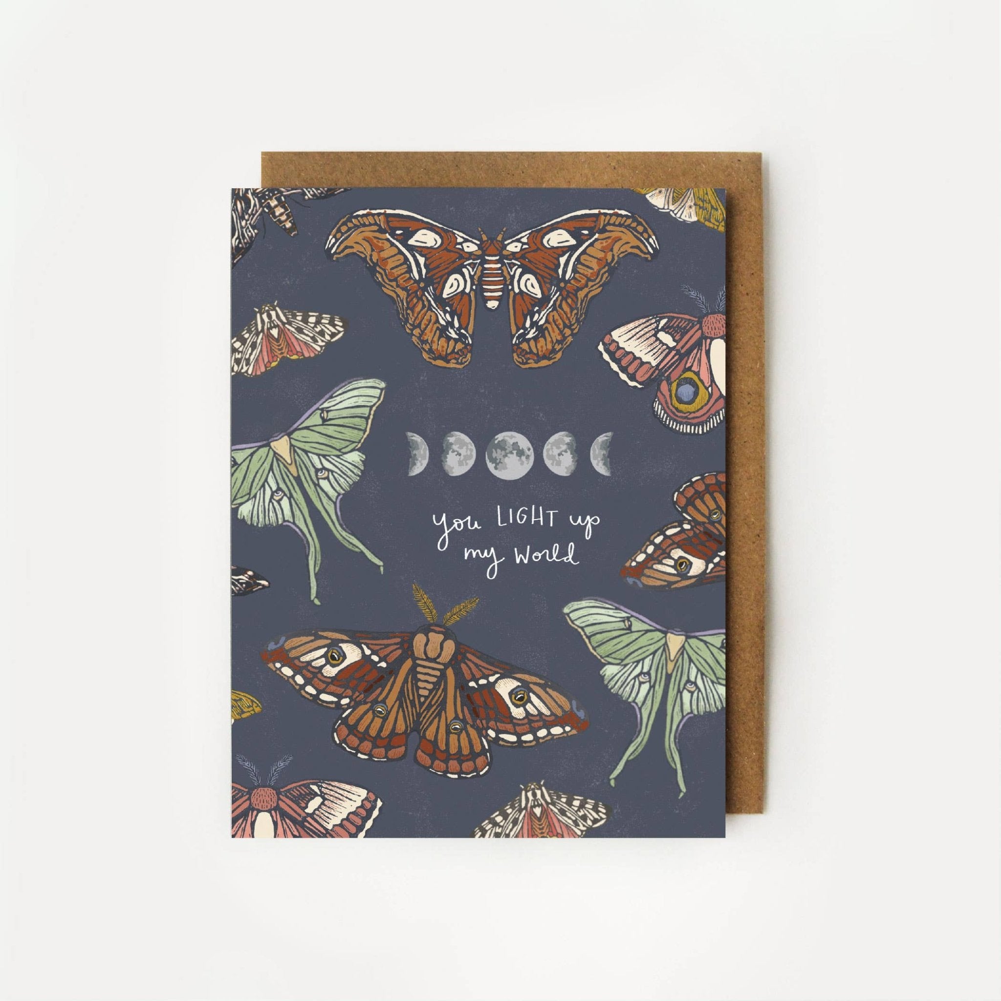 You Light Up My World - Moonlit Moths Card - Spiral Circle