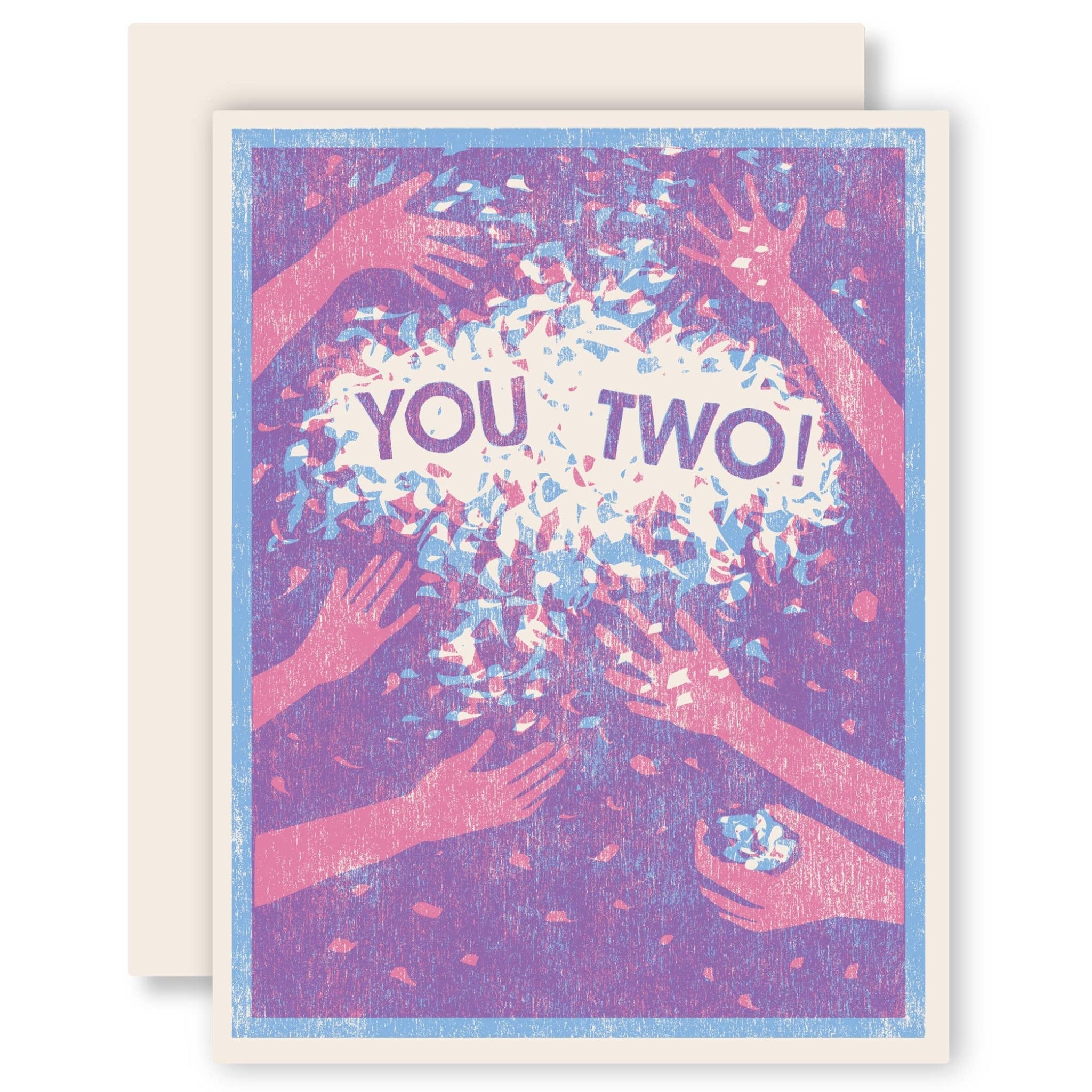 You Two! Confetti Letterpress Card - Spiral Circle