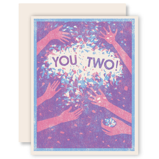 You Two! Confetti Letterpress Card - Spiral Circle