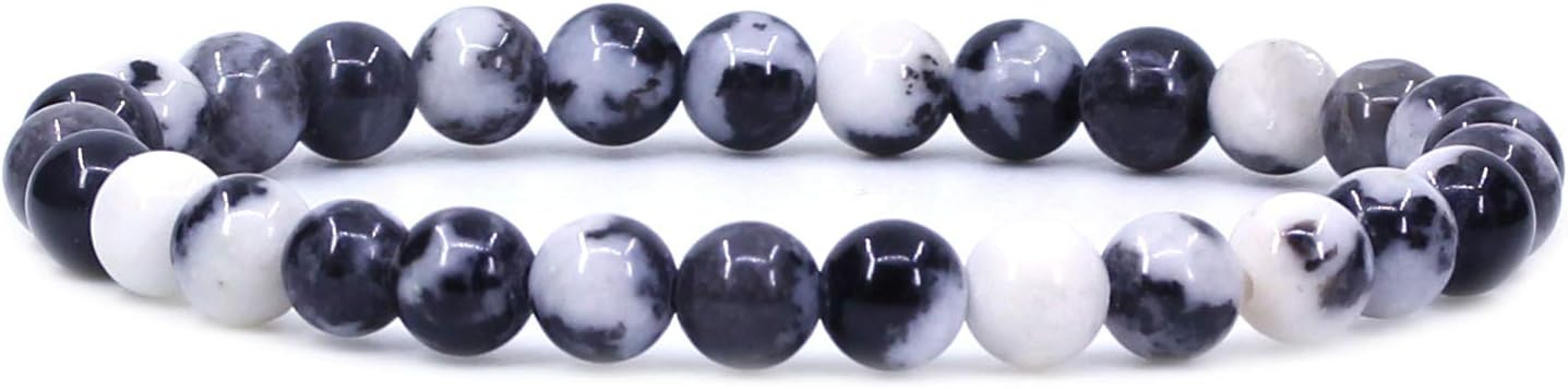 Zebra Jasper | Yin and Yang | Stone Beaded Bracelet | 6mm - Spiral Circle