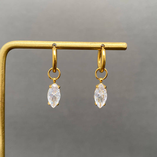 Zircon Inlaid Earrings - Spiral Circle