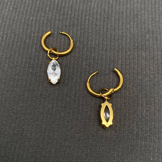 Zircon Inlaid Earrings - Spiral Circle