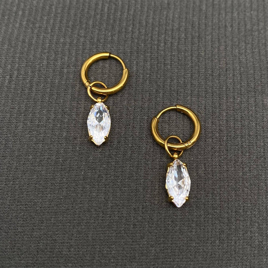 Zircon Inlaid Earrings - Spiral Circle