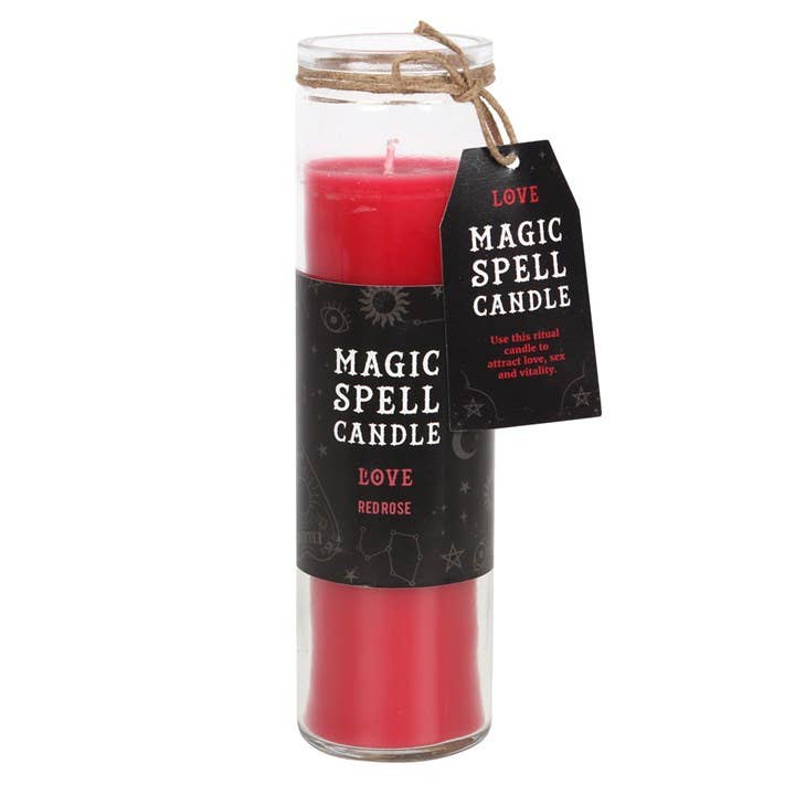 14863 Love Magic Spell Candle Red Rose Scent C/24 - Spiral Circle